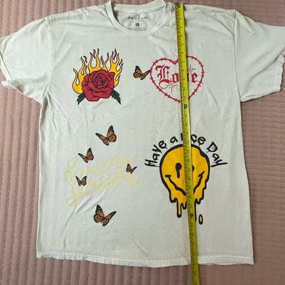 PacSun Off-White Pop Art Casual Tee Large - Picture 4 of 6